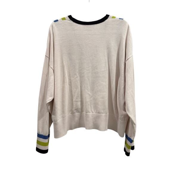 Tommy Hilfiger Sweater Size XXL 2XL White V-Neck Cotton Blend Striped - Picture 2 of 7